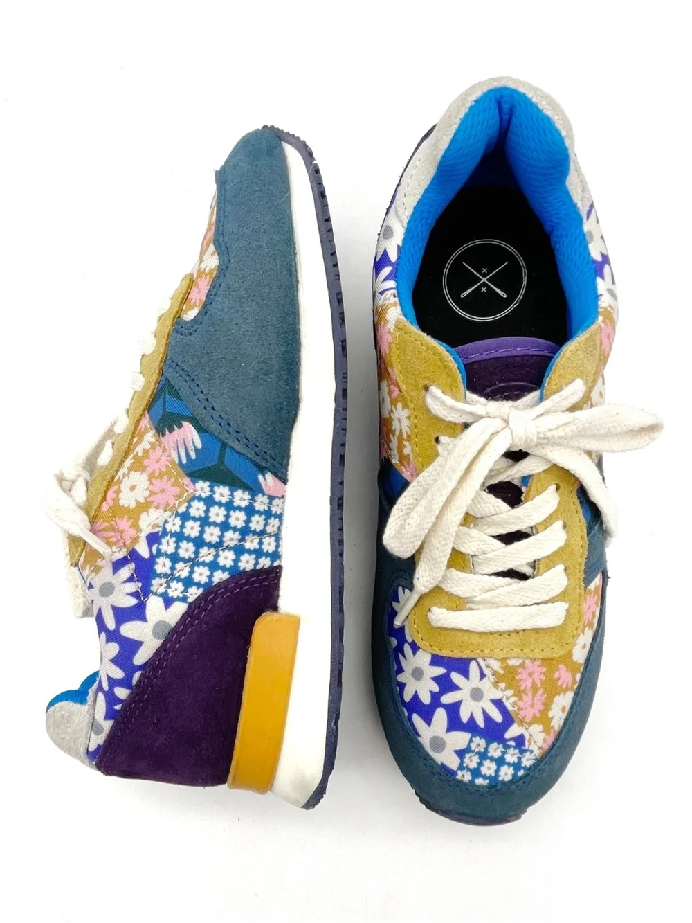 Inkkas Hendrix Jogger Sneakers Women’s Size 7 Patchwork Floral Suede Retro Shoes